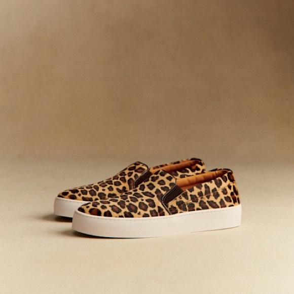 Sézane Theo Slip On Sneakers in Leopard Pony Cowhide Leather | US 8 - Picture 3 of 8